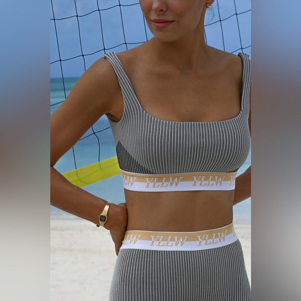 YLLW the Label - XS - Gray and yellow sports bra